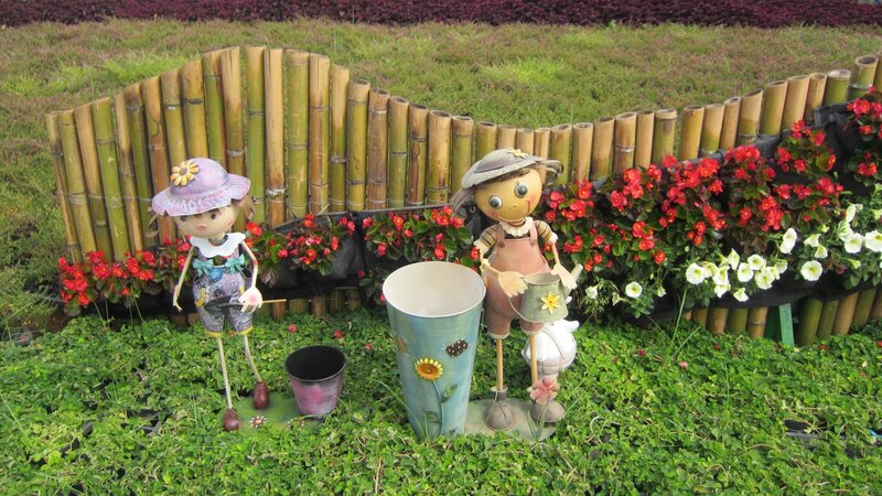 Garden Figurines in Flowers