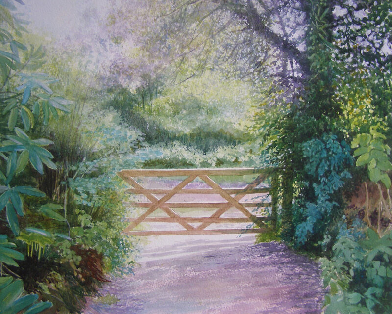 Garden gate in sunlight