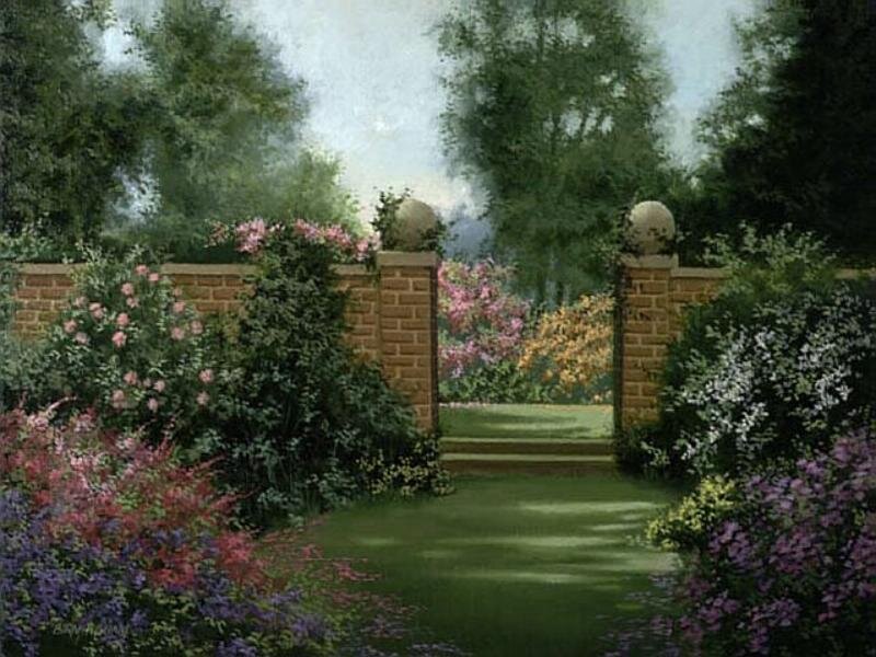 Garden gate with flowers