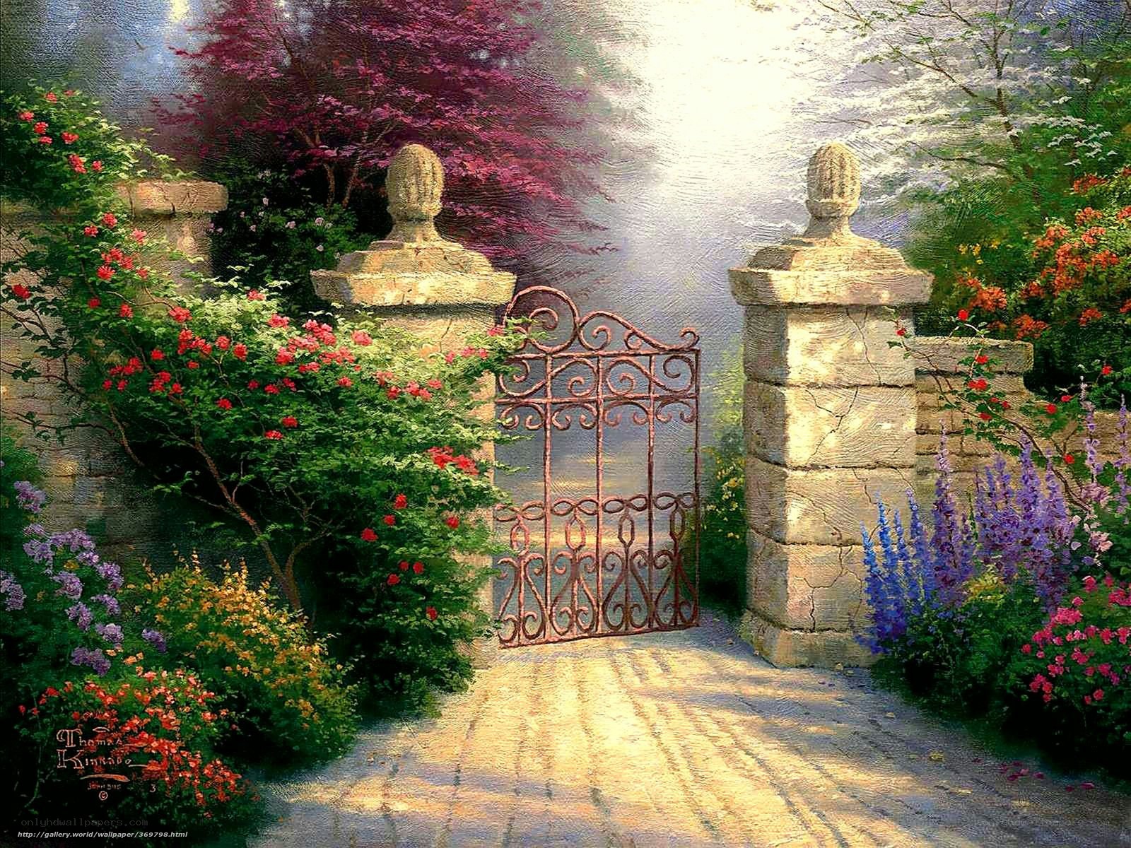 Garden gate with iron fence