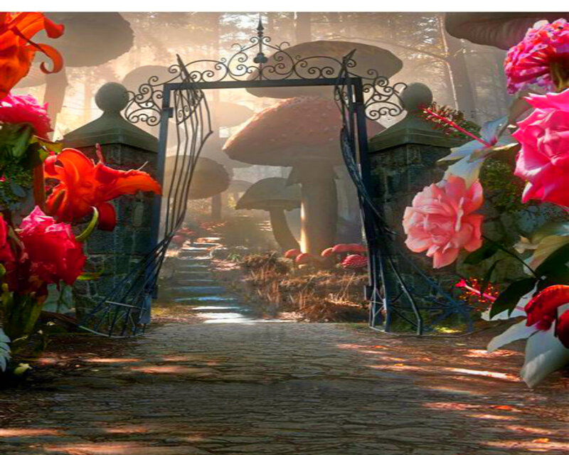 Garden Gate with Mushrooms