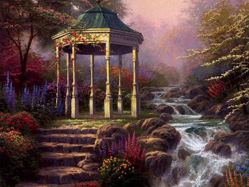 Garden Gazebo by a Stream