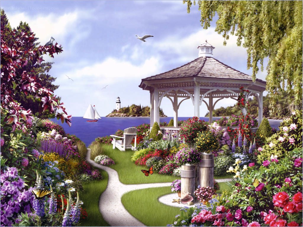 Garden gazebo by the sea