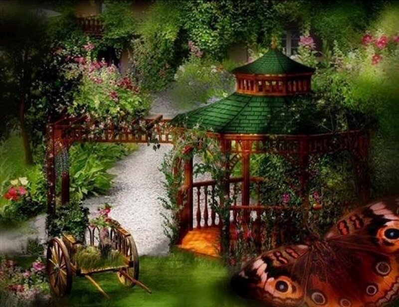 Garden Gazebo with Cart