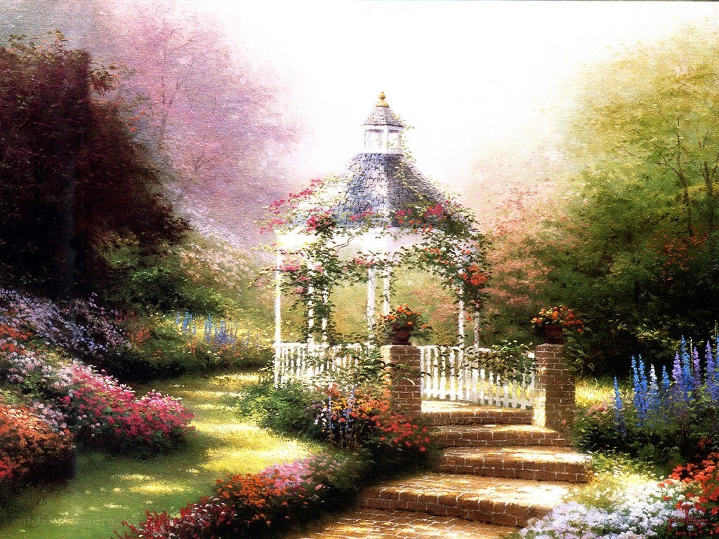 Garden gazebo with flowers