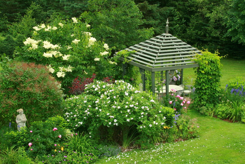 Garden Gazebo with Flowers — Green, Serene, Summer