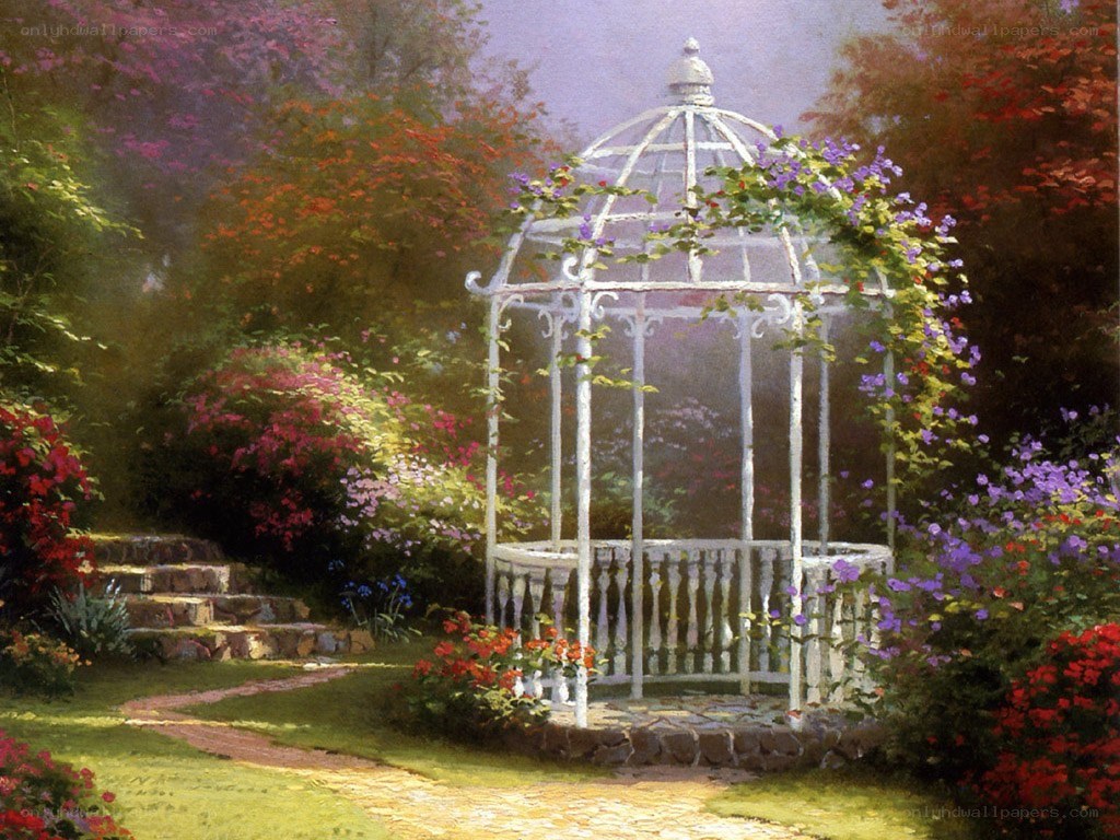 Garden gazebo with flowers