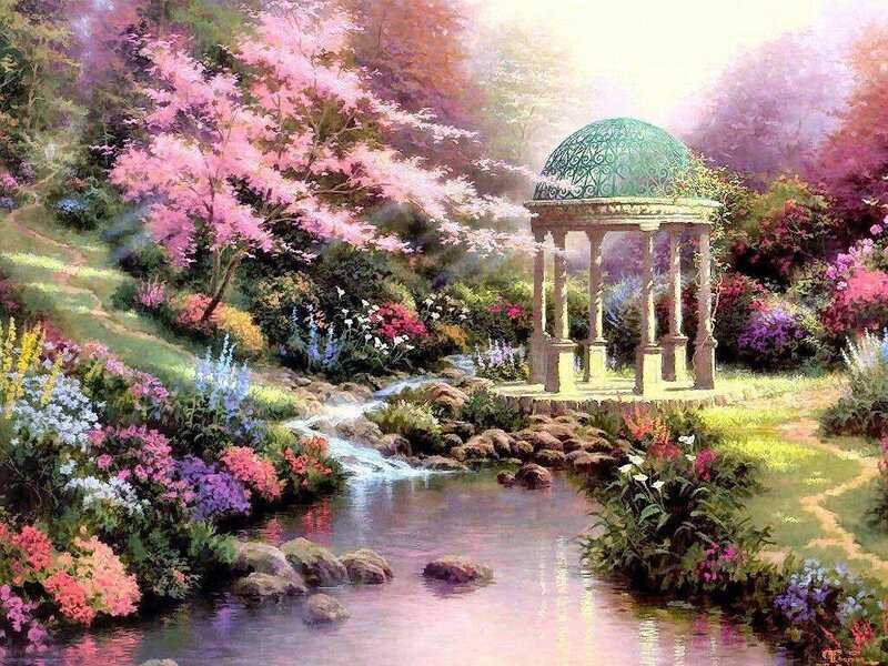 Garden Gazebo with Stream