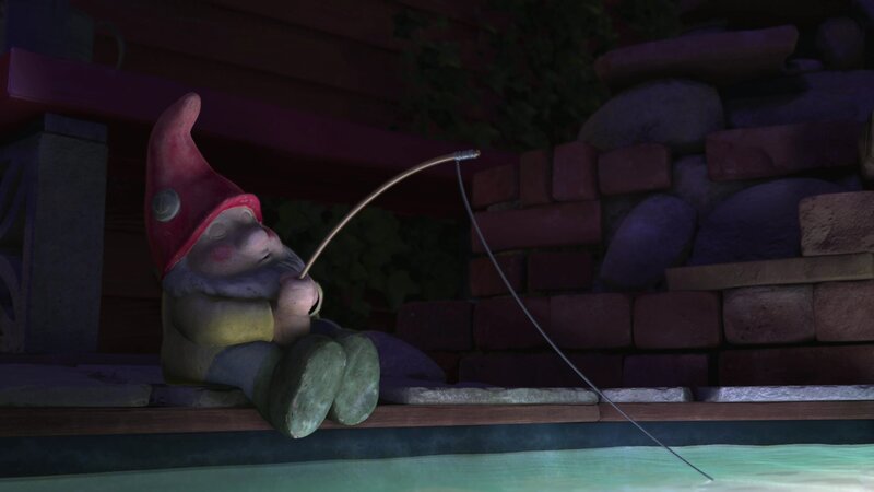 garden gnome fishing at night
