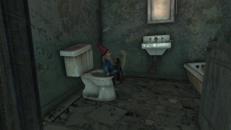 Garden Gnome in Bathroom