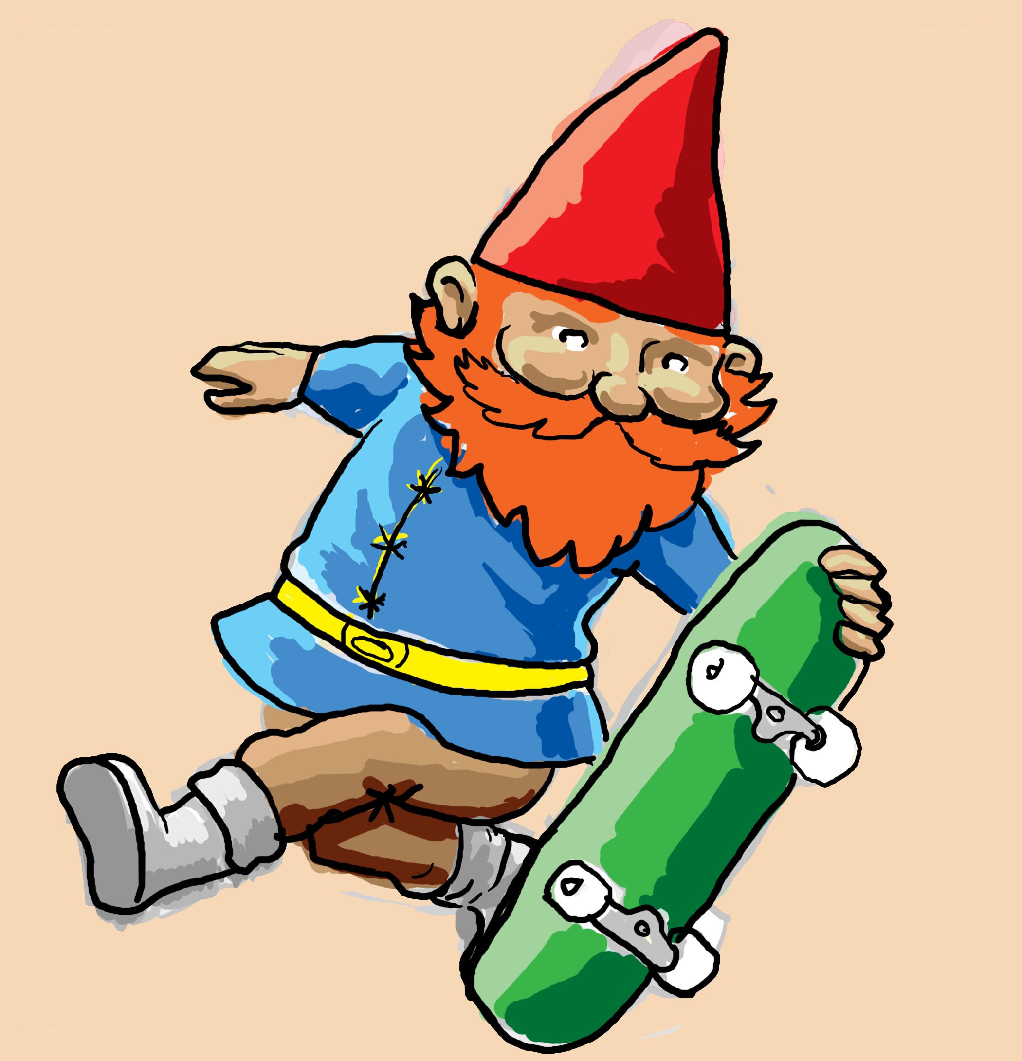 garden gnome with skateboard