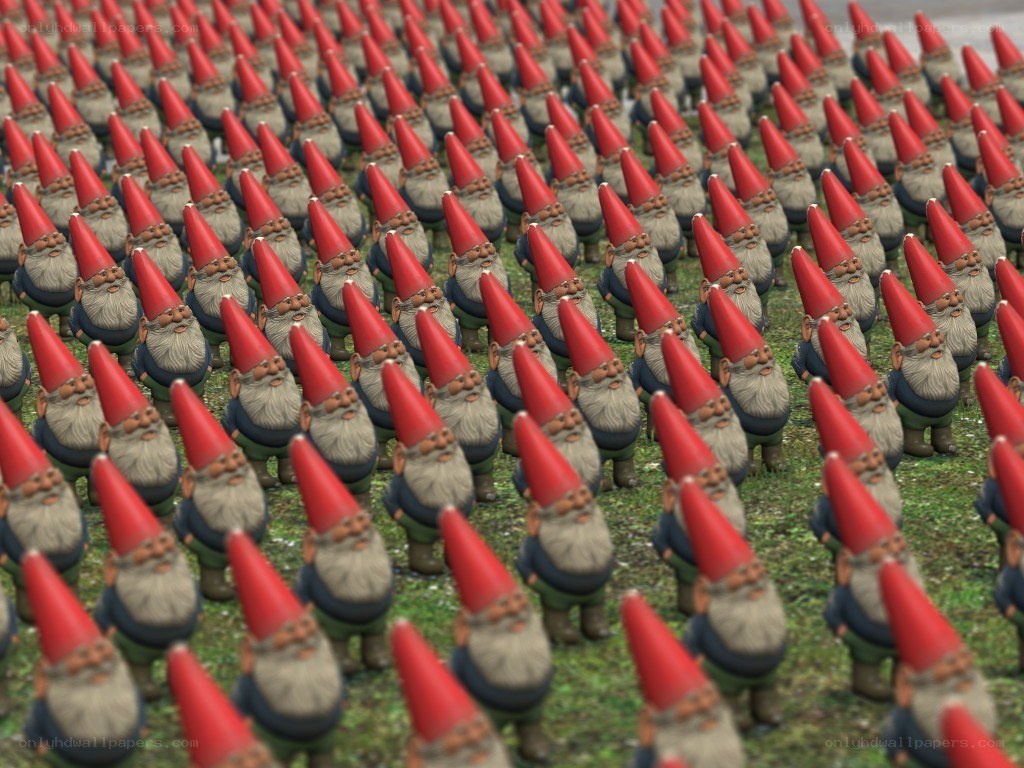 Garden gnomes in formation