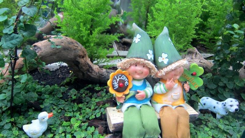 Garden Gnomes on Bench