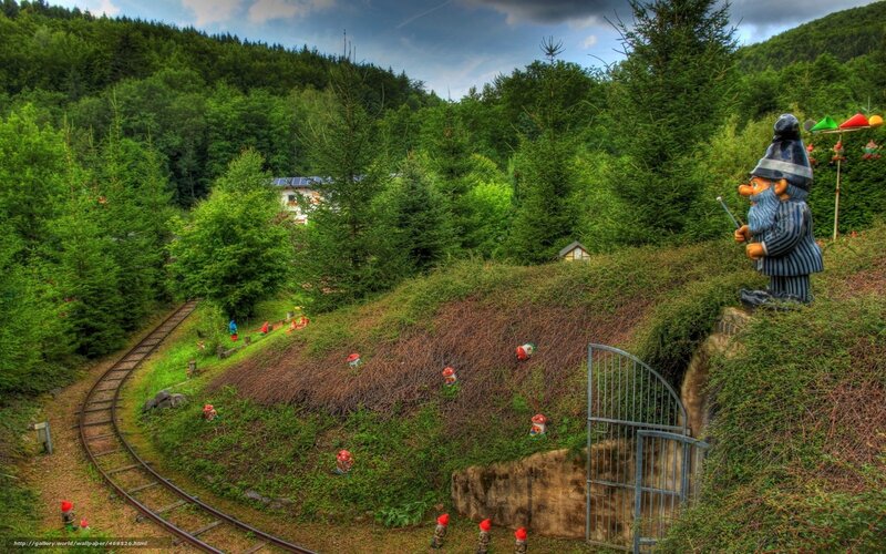 Garden Gnomes on Hillside