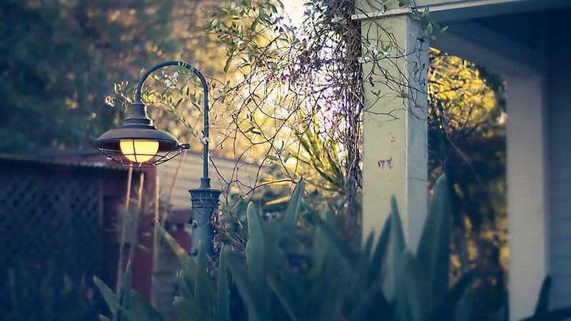 Garden lamp at dusk