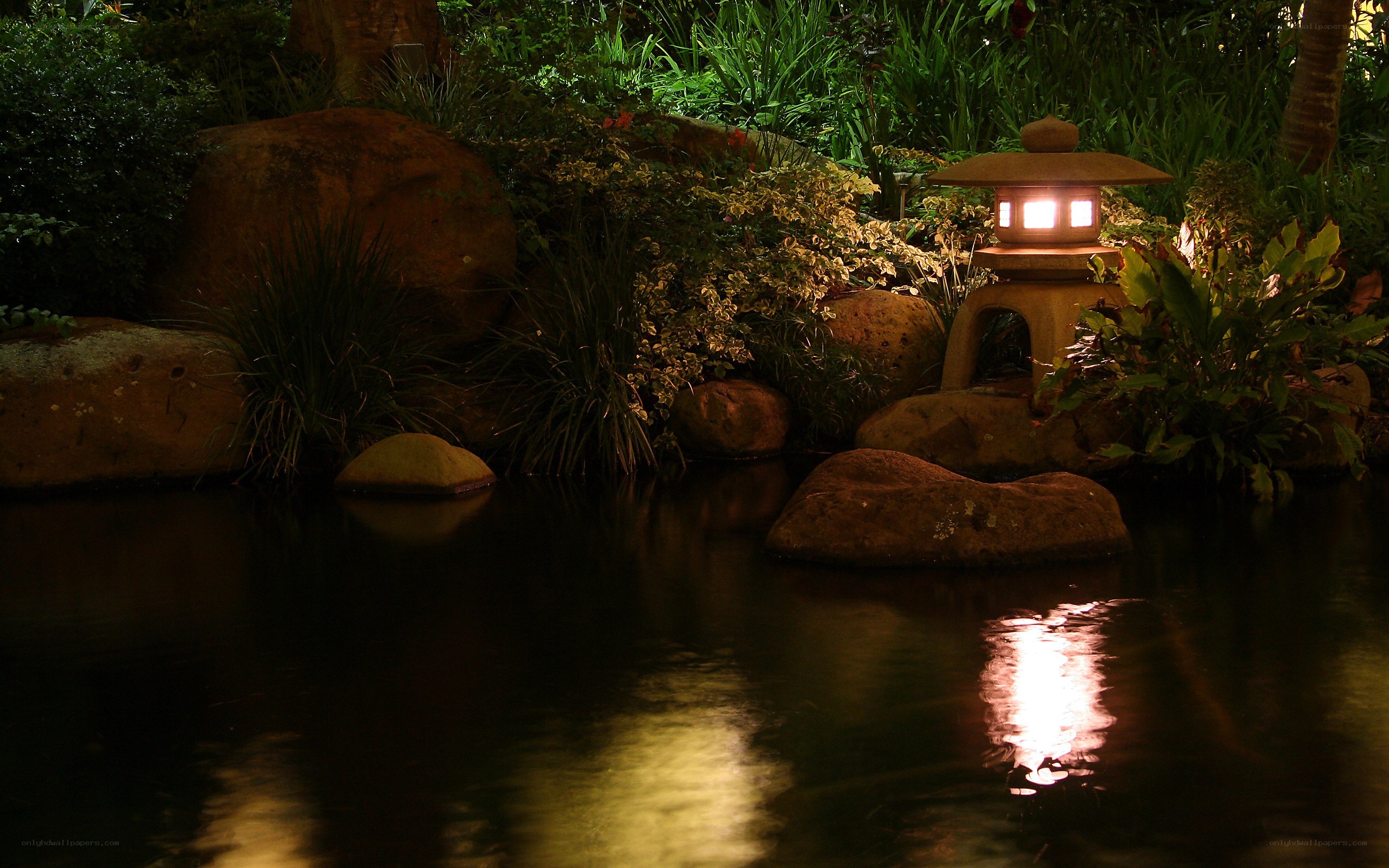 Garden lantern at night