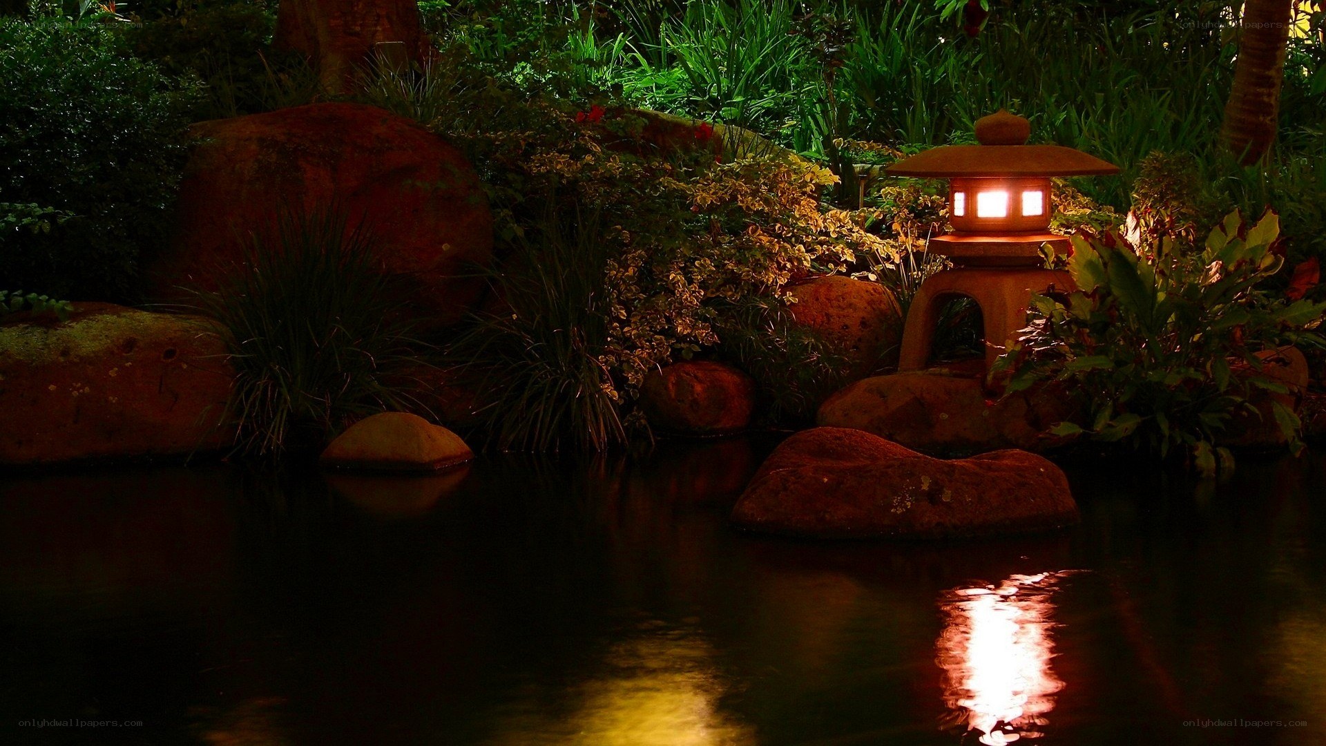 Garden lantern at night