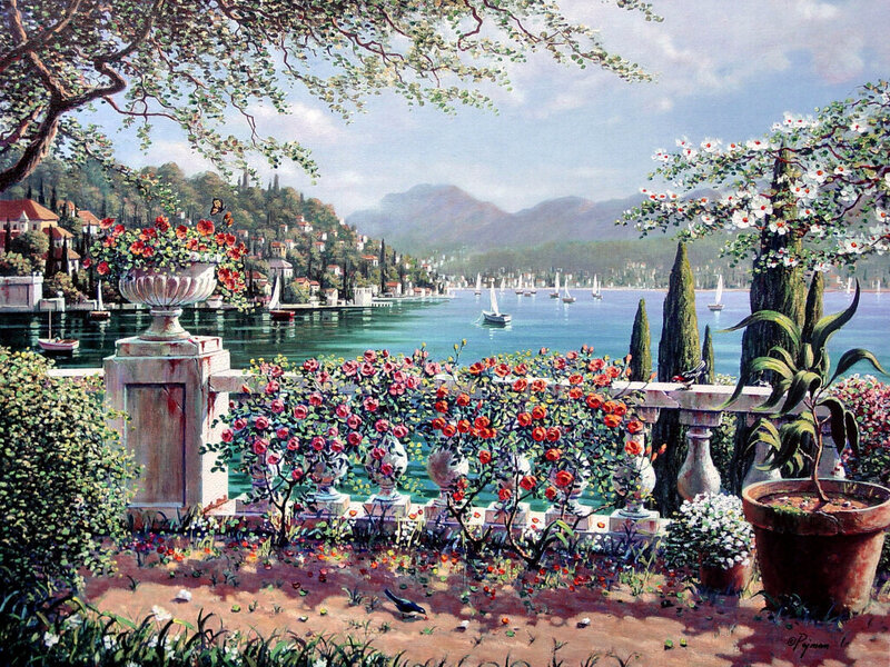 Garden Overlooking a Harbor