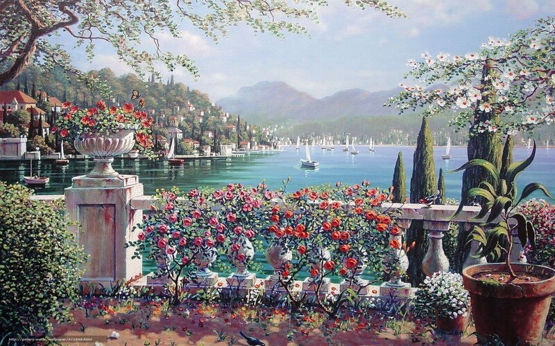 Garden Overlooking Bay — Green, Serene