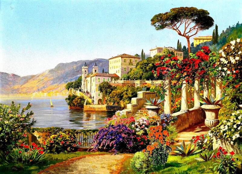 Garden Overlooking Lake — Green