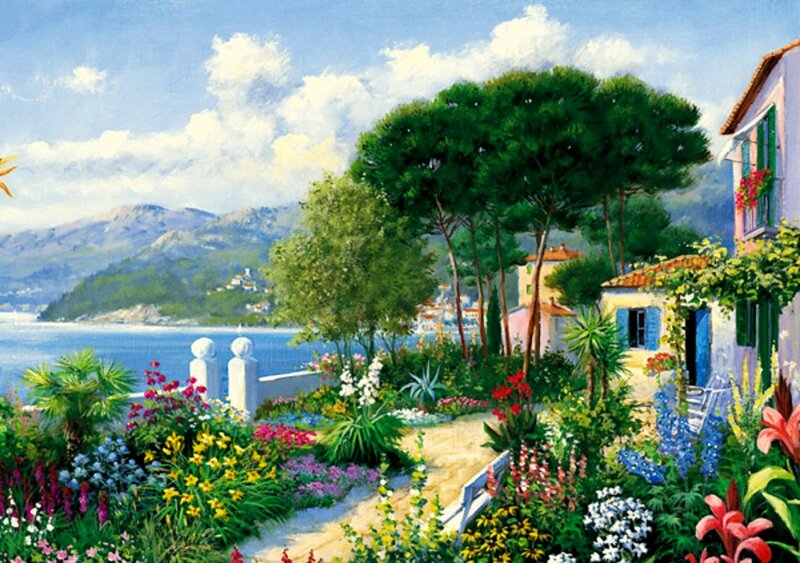 Garden Overlooking Sea — Blue