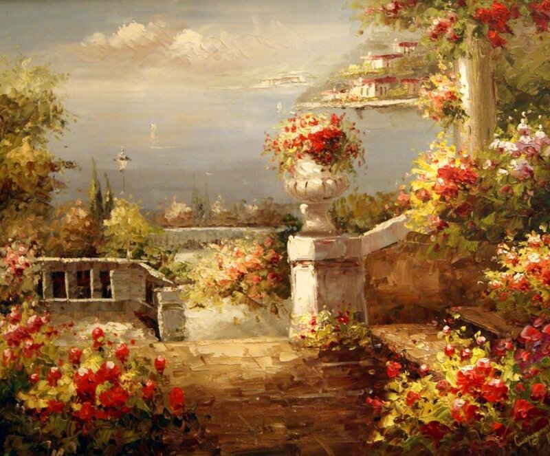 Garden Overlooking Sea — Red