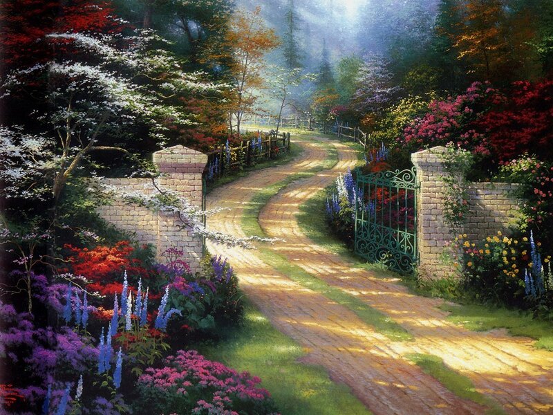 Garden path at dawn