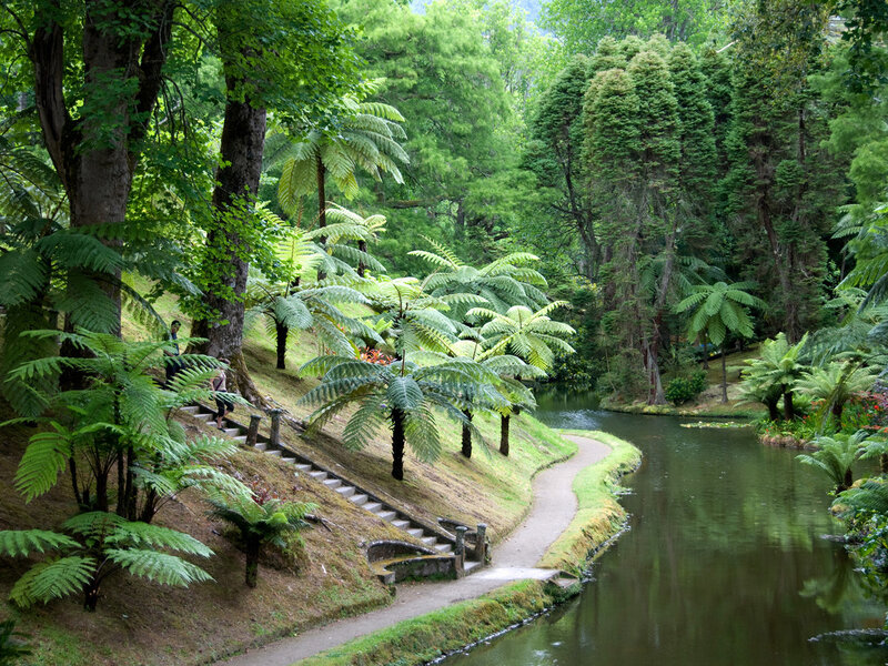 Garden path by a river