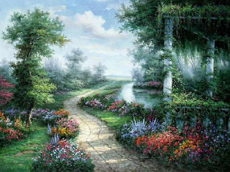 Garden path by the river