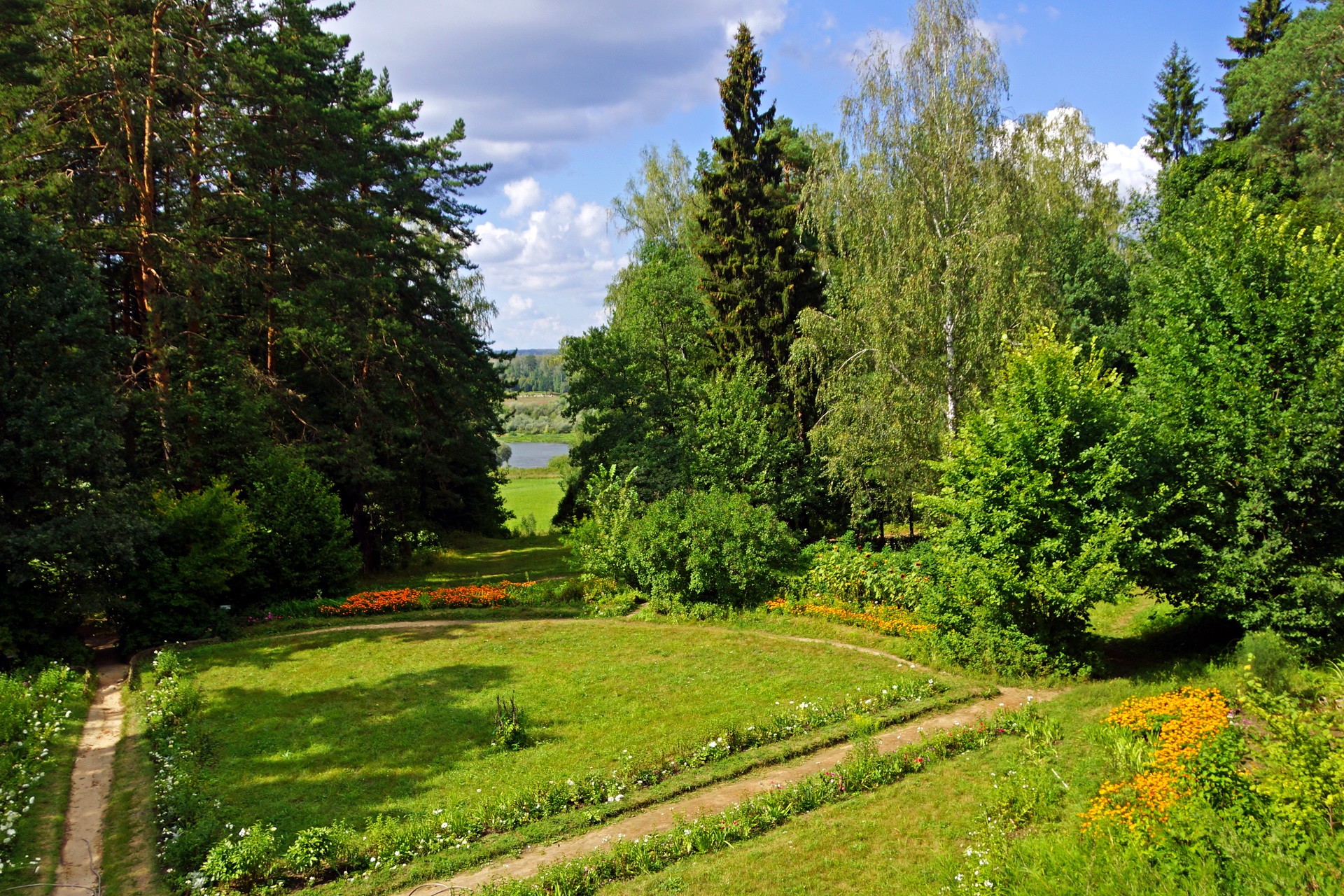 Garden path near a lake