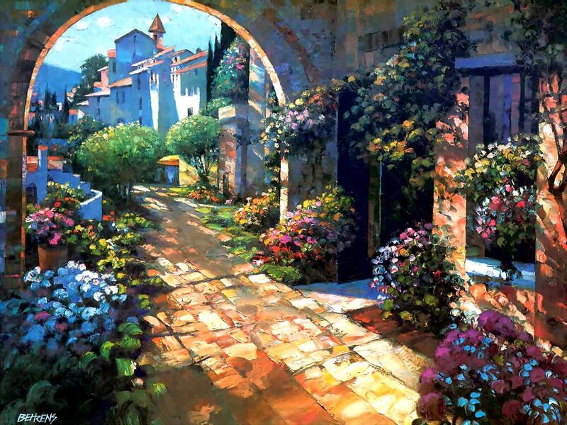 Garden Path Through Archway — Blue