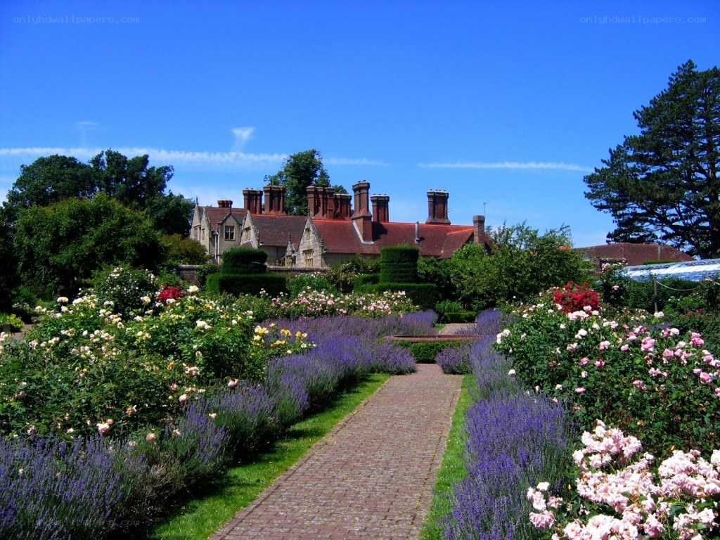 Garden path to a manor house