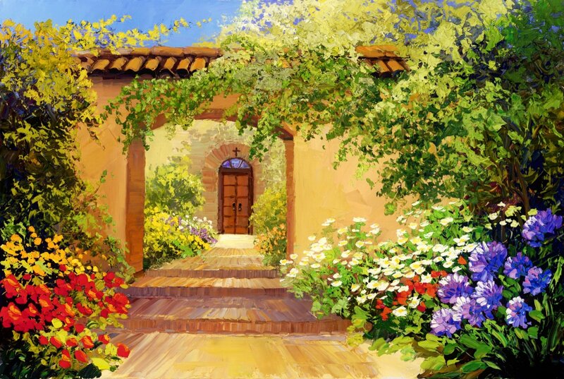 Garden Path to Arched Door