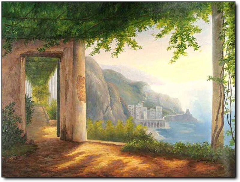Garden path to coastal view