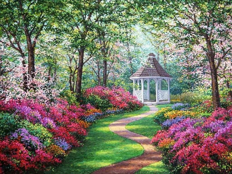 Garden path to gazebo