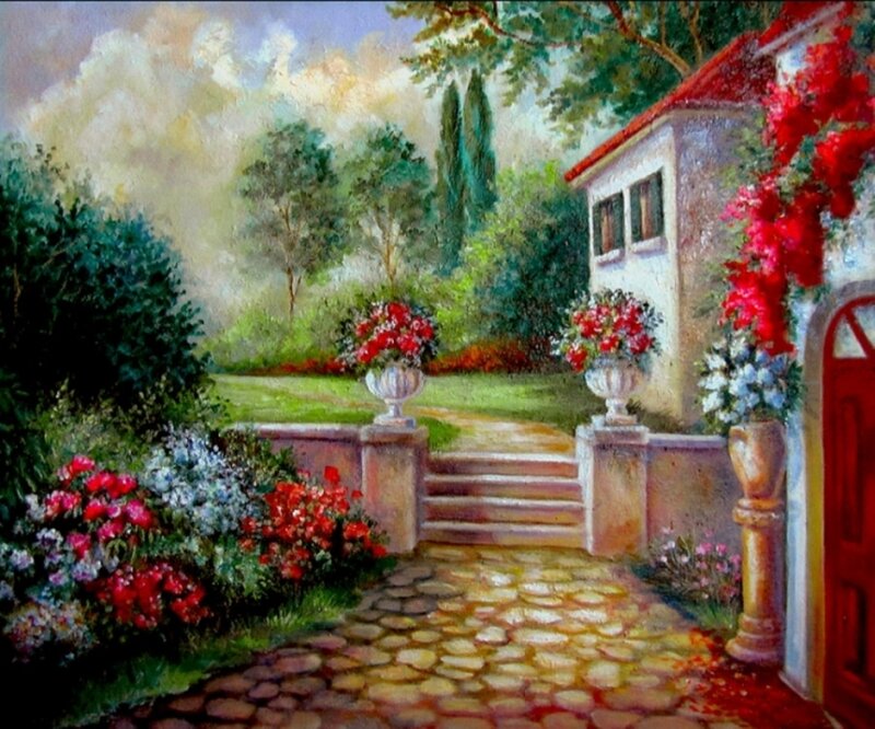 Garden Path to House — Red