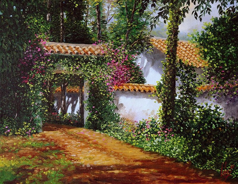 Garden Path with Archway — Green, Serene, Afternoon