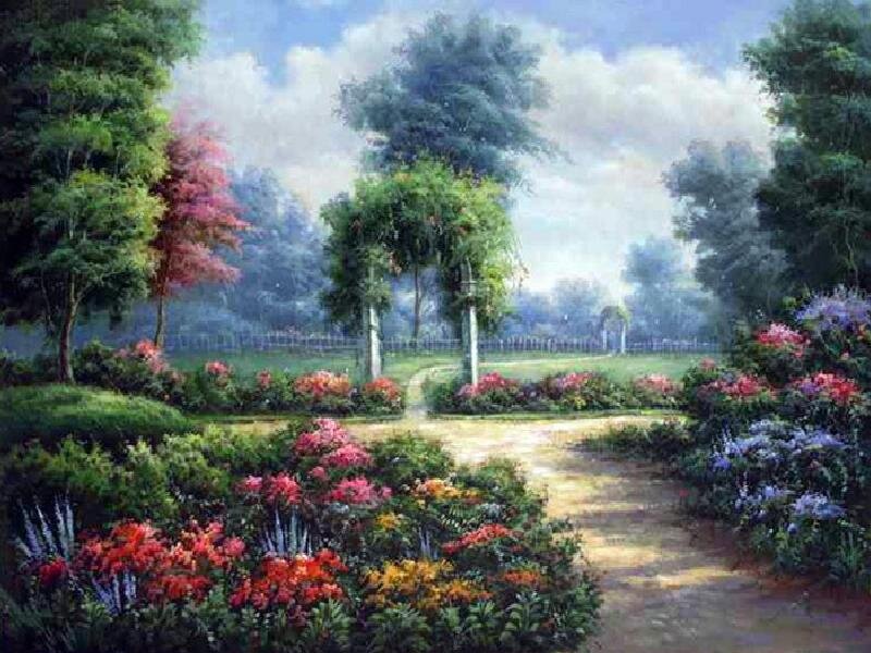 Garden path with archway