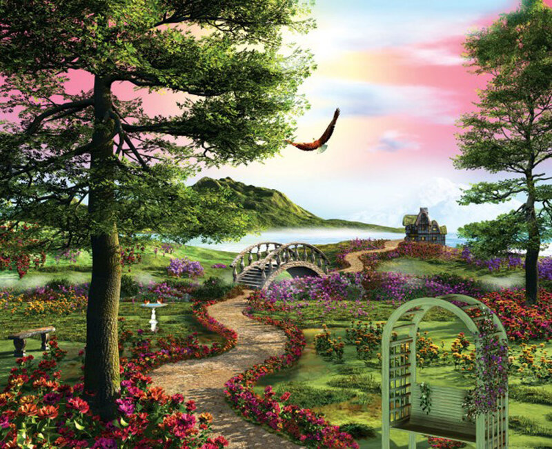 Garden Path with Bridge — Green