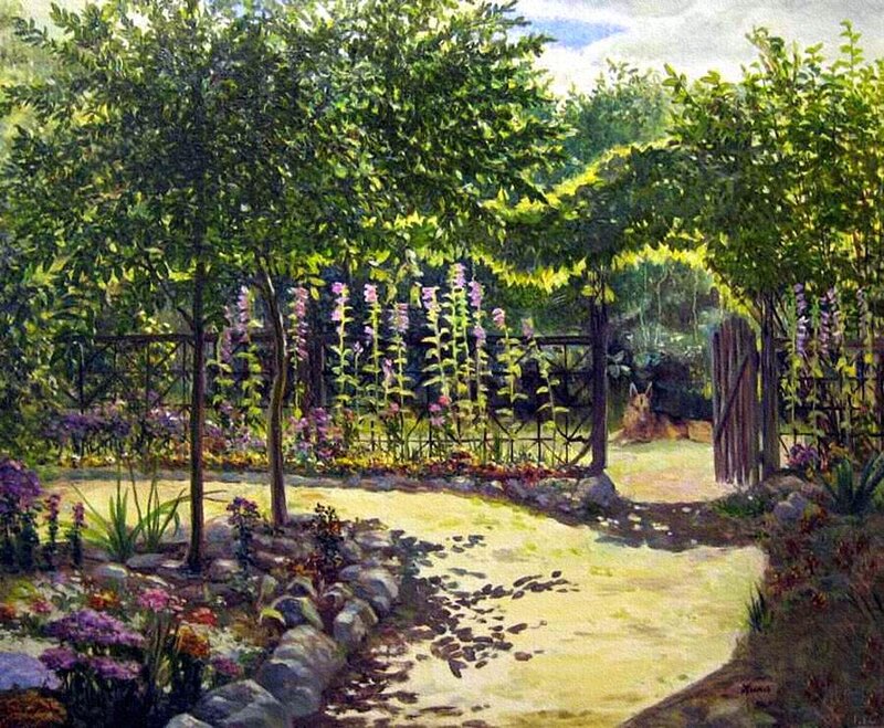 Garden Path with Dog