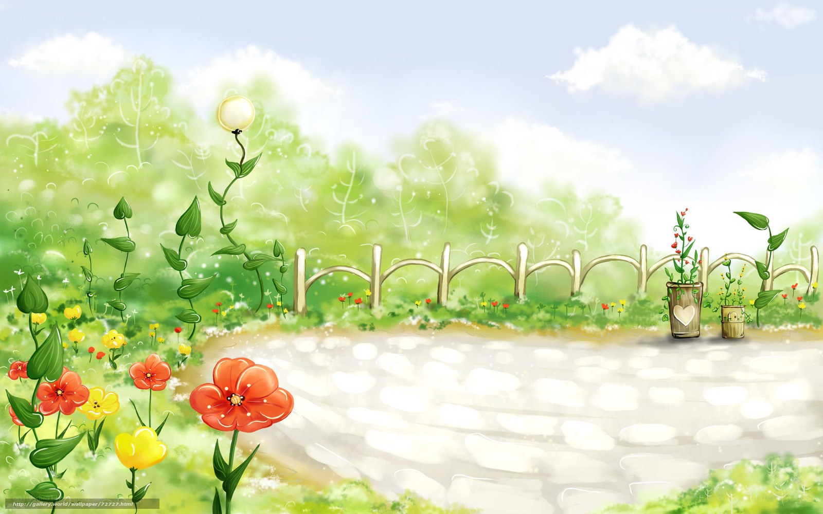 Garden path with flowers