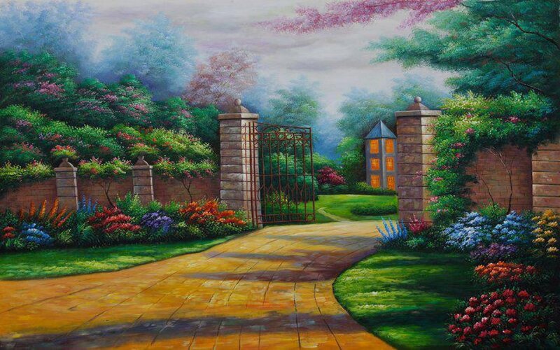 Garden Path with Gate — Green, Serene, Afternoon