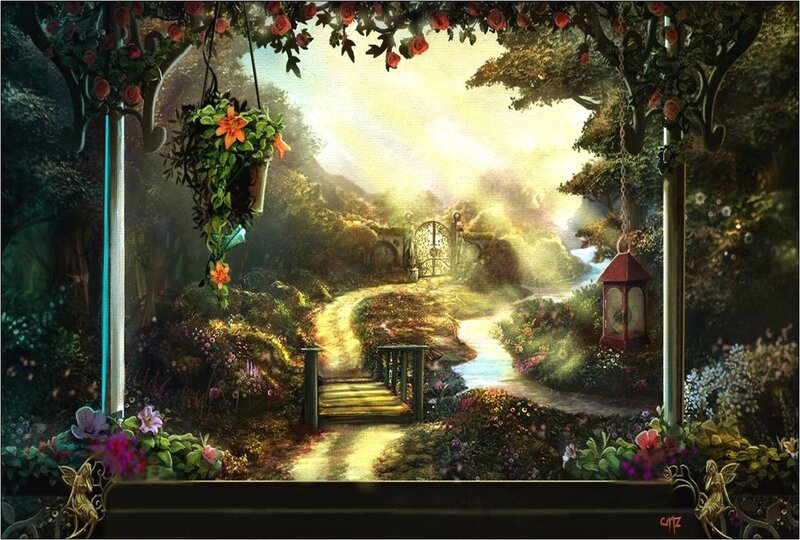 Garden Path with Gate — Green, Serene, Morning