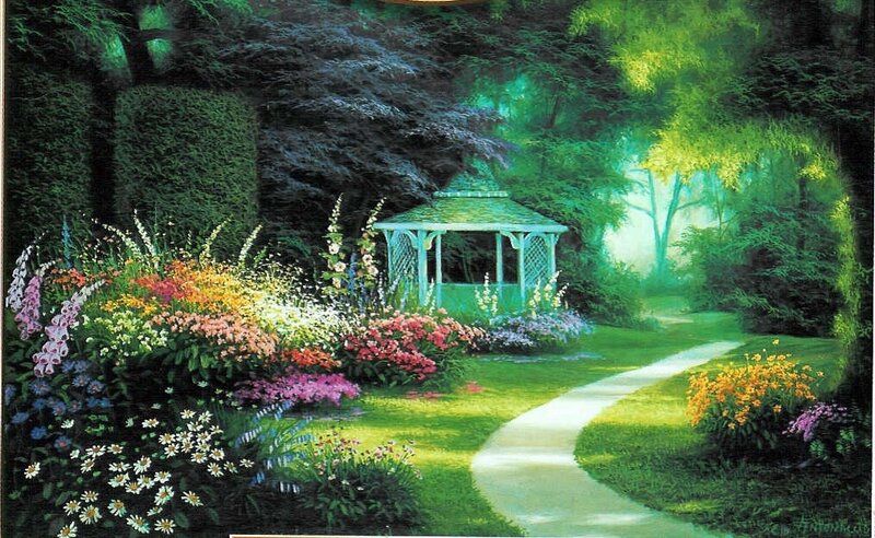 Garden path with gazebo