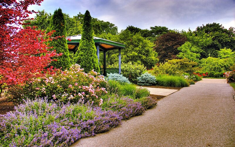 Garden Path with Gazebo — Green, Serene, Spring