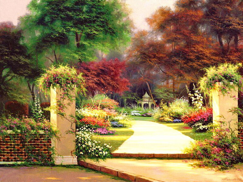Garden Pathway with Flowers