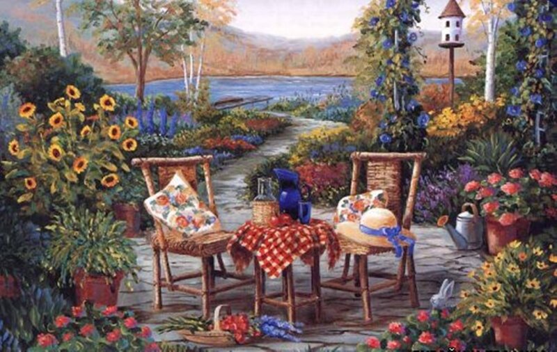 Garden Patio by Lake