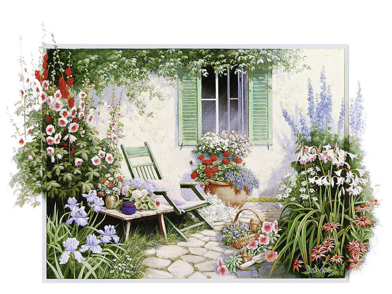 Garden Patio Scene — Green