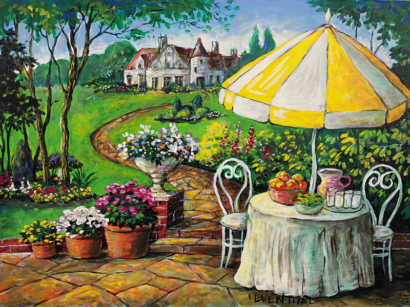 Garden Patio Scene — Yellow
