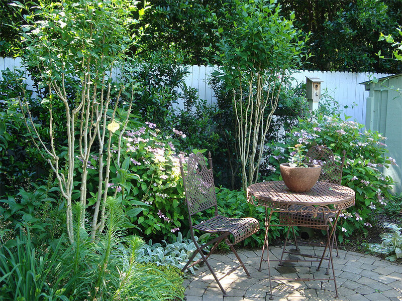garden patio with metal furniture